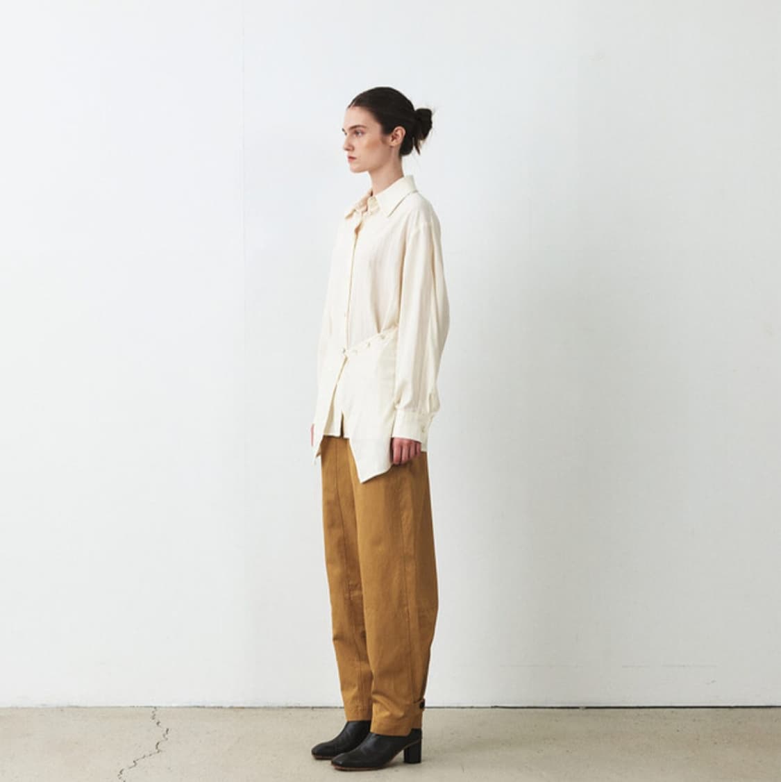 새상품) 모한 mohan 랩 레이어드 셔츠 블라우스 크림 m 상품이미지3