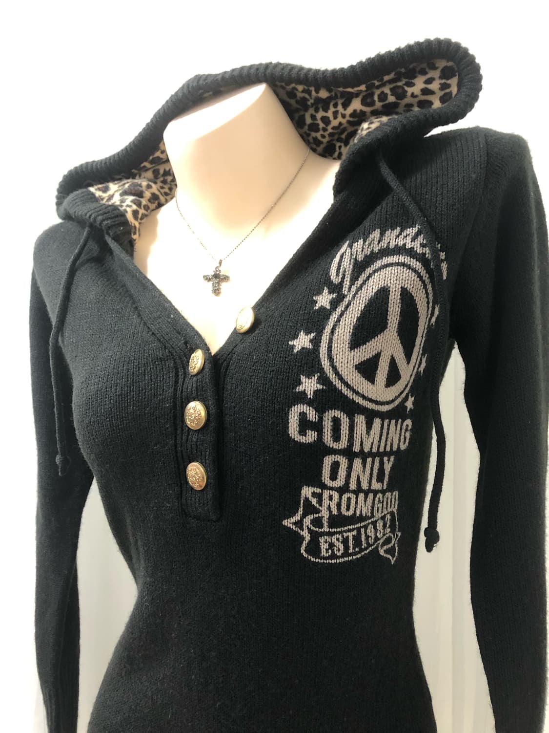 DIGDEEP leopard pattern knit 후드원피스 상품이미지6