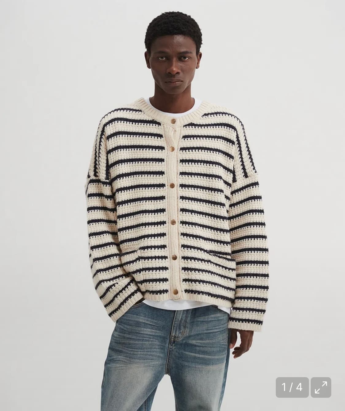 dnsr 스트라이프 라운드 가디건 아이보리 상품이미지1