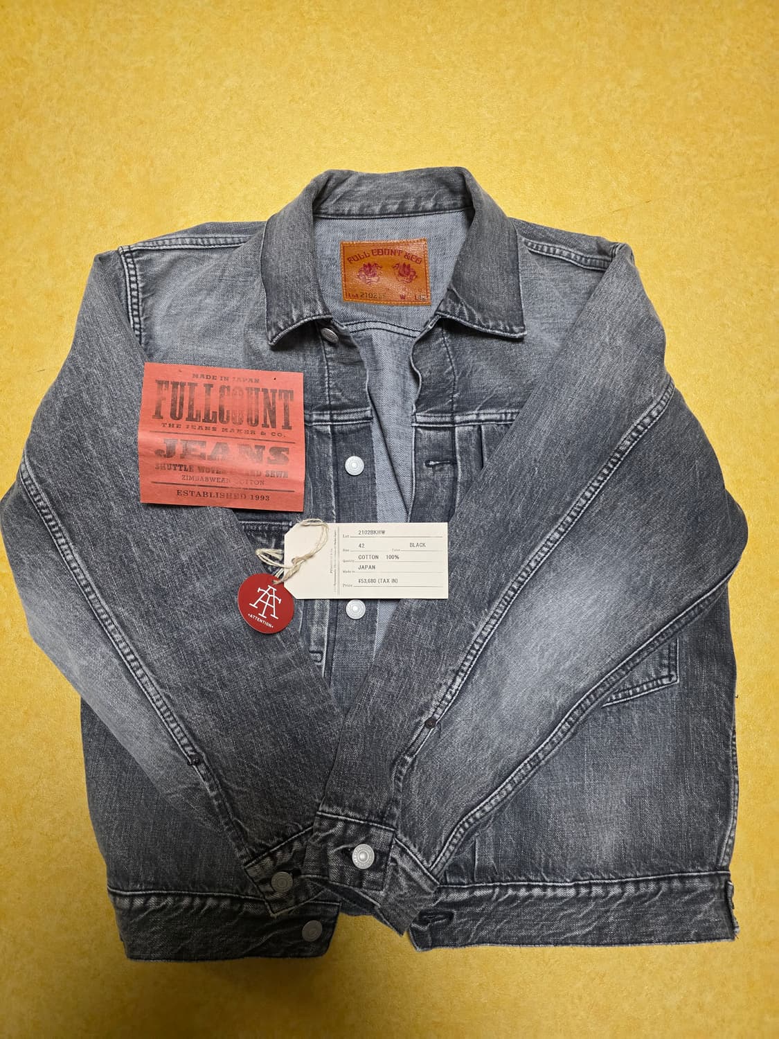 풀카운트 2102BKHW 2세대 다트포드 블랙 데님자켓 42사이즈 새제품 상품이미지1