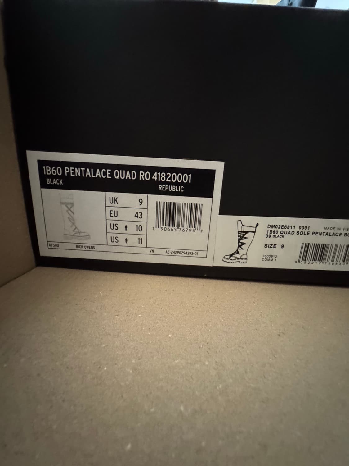 (새상품) 릭오웬스 닥터마틴 1B40 쿼드솔 펜타레이스부츠 상품이미지2