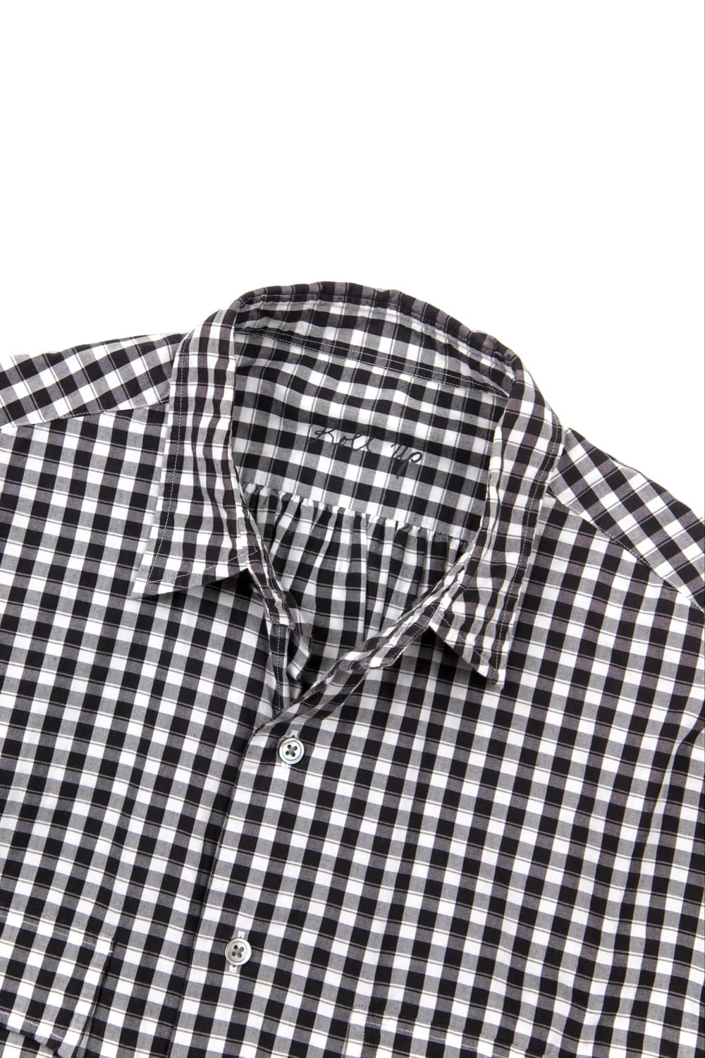 PORTER CLASSIC 롤업 깅엄 체크 셔츠 블랙 상품이미지3