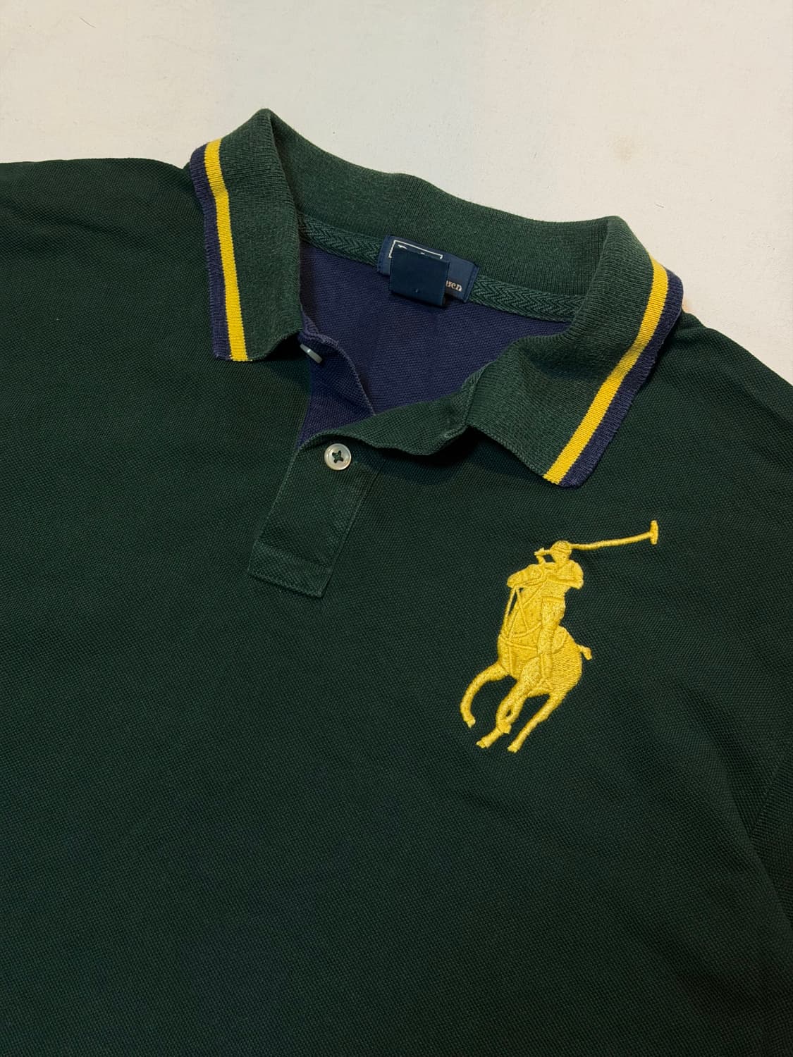 폴로 랄프로렌 배색 빅포니 카라티 그린 네이비 상품이미지3