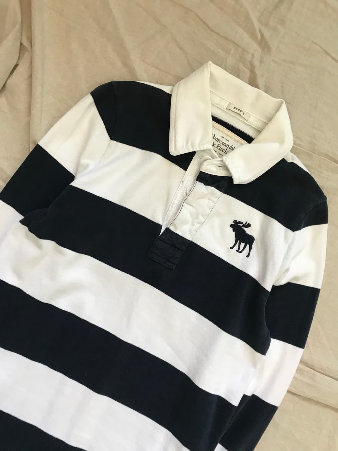 아베크롬비 산양 자수 로고 단가라 럭비티 상품이미지6