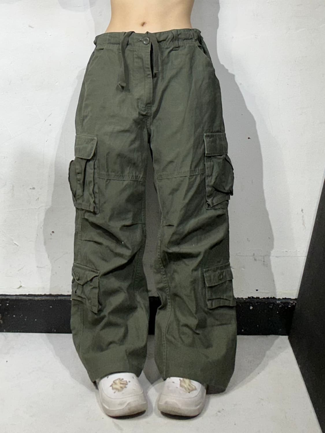 빈티지 멀티 포켓 유틸리티 와이드 카키 카고 팬츠 XL 상품이미지2