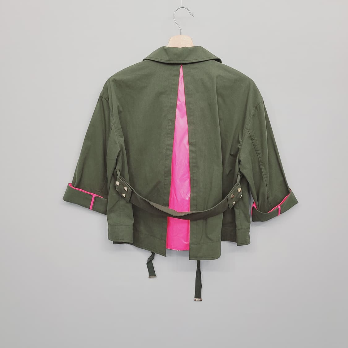 에르노 정품 네온 핑크 배색 올리브그린 자켓(38/국내 44~55) 상품이미지6