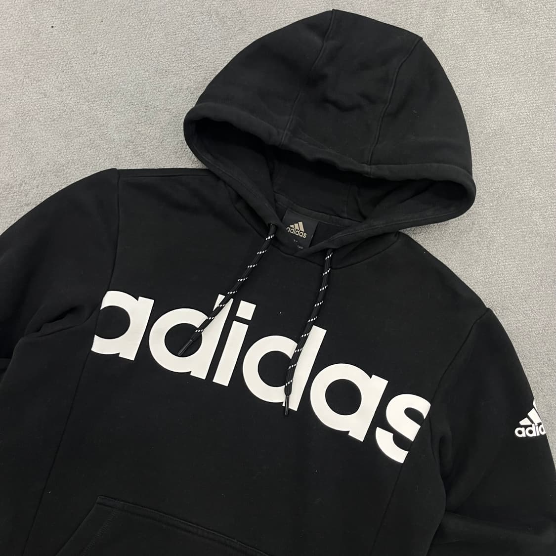 95 아디다스 블랙 로고 후드티 상품이미지2