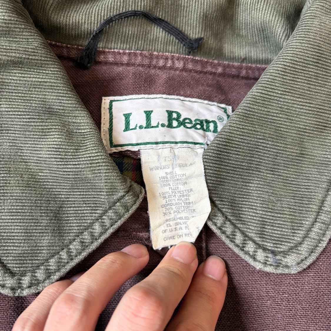 90s 90년대 llbean 생산 엘엘빈 버건디 헌팅 자켓 상품이미지3