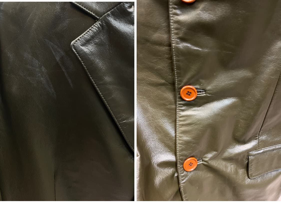 빈티지 소가죽 레더 자켓 다크그린 100 #csz2038 상품이미지4