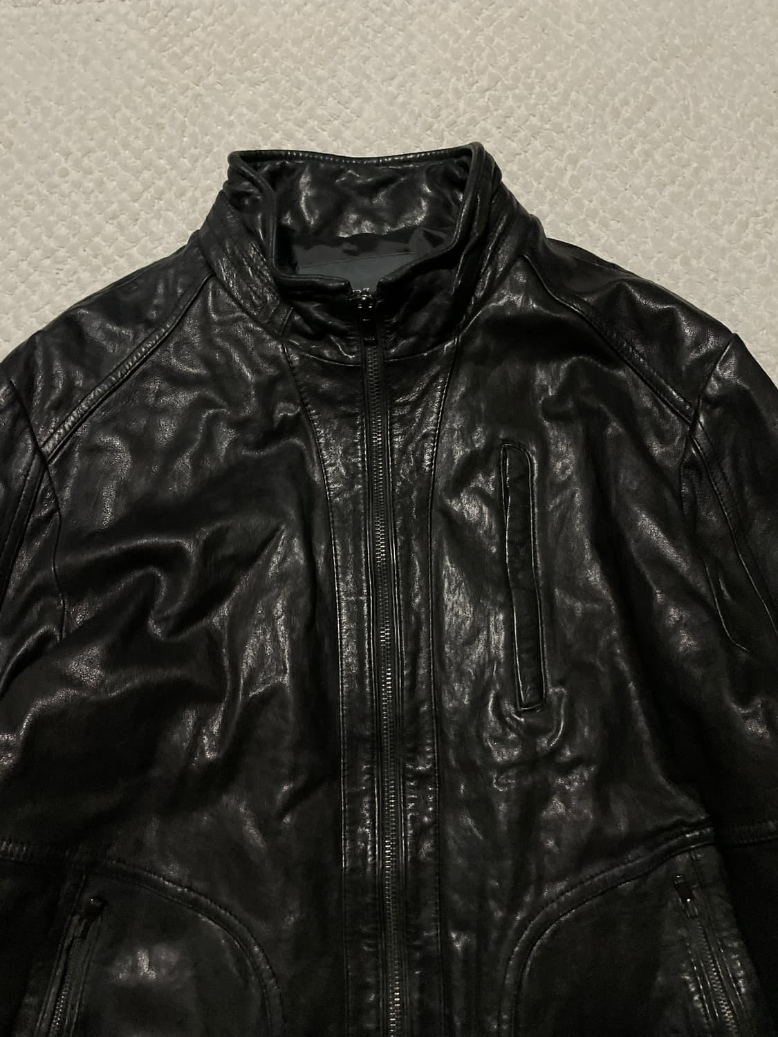 AND Z 웨스턴 무드 램스킨 양가죽 절개 바이커 레더 자켓 상품이미지5