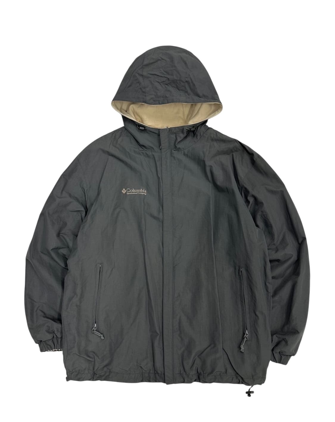 00년대 컬럼비아 리버시블 플리스 후드점퍼 카키&아이보리 (XL) 상품이미지1