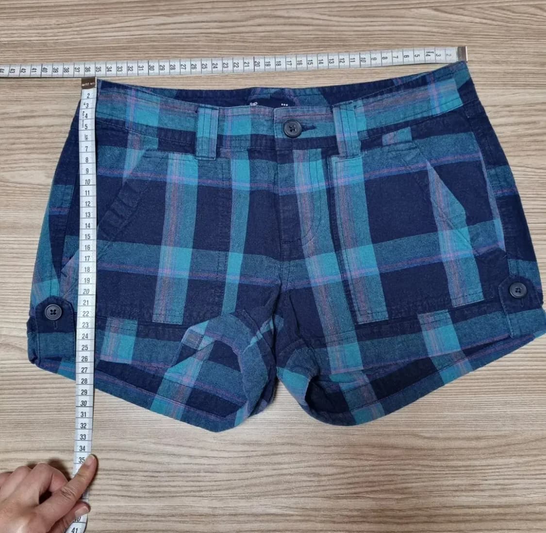 Gap 체크 린넨반바지 2 상품이미지1