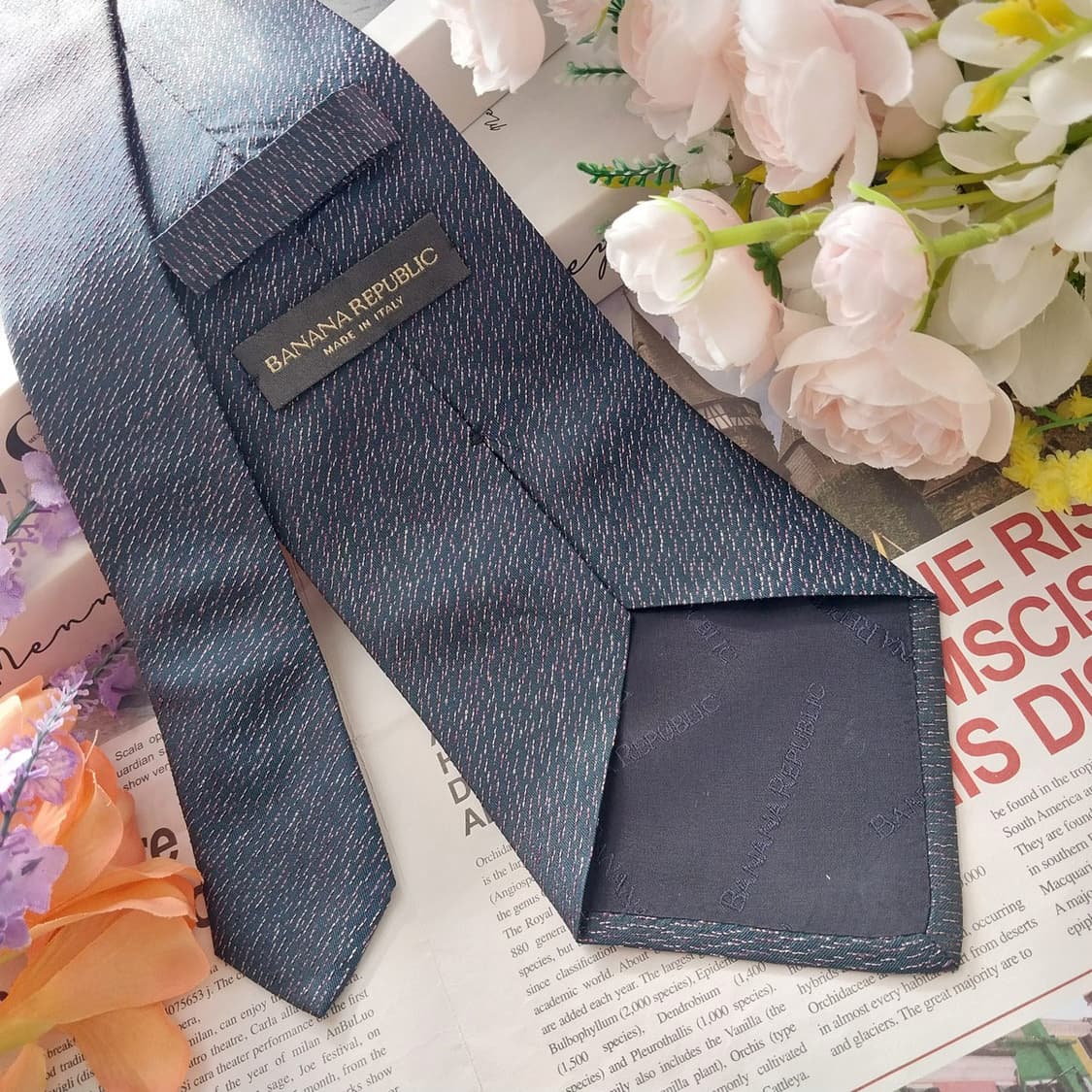 바나나 리퍼블릭 실크 네이비 패턴 넥타이 9.9cm A등급 K1303
 상품이미지5