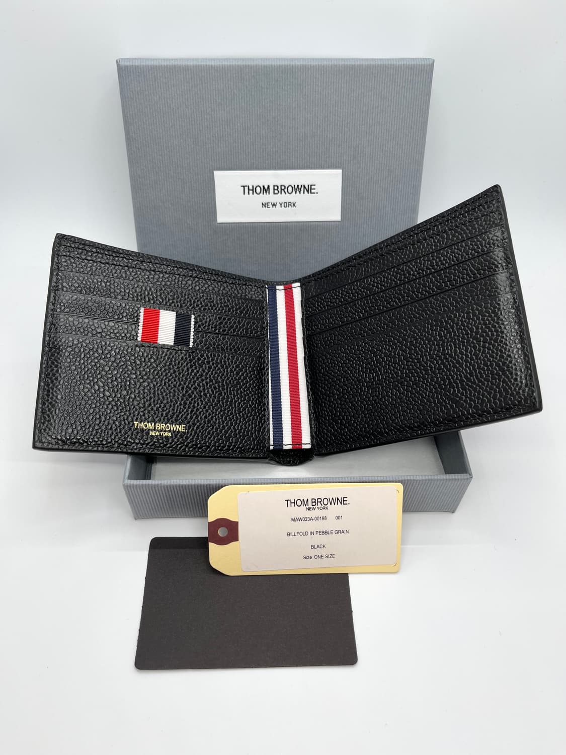 (정품) 톰브라운 삼선 페블그레인 블랙 반지갑 상품이미지1