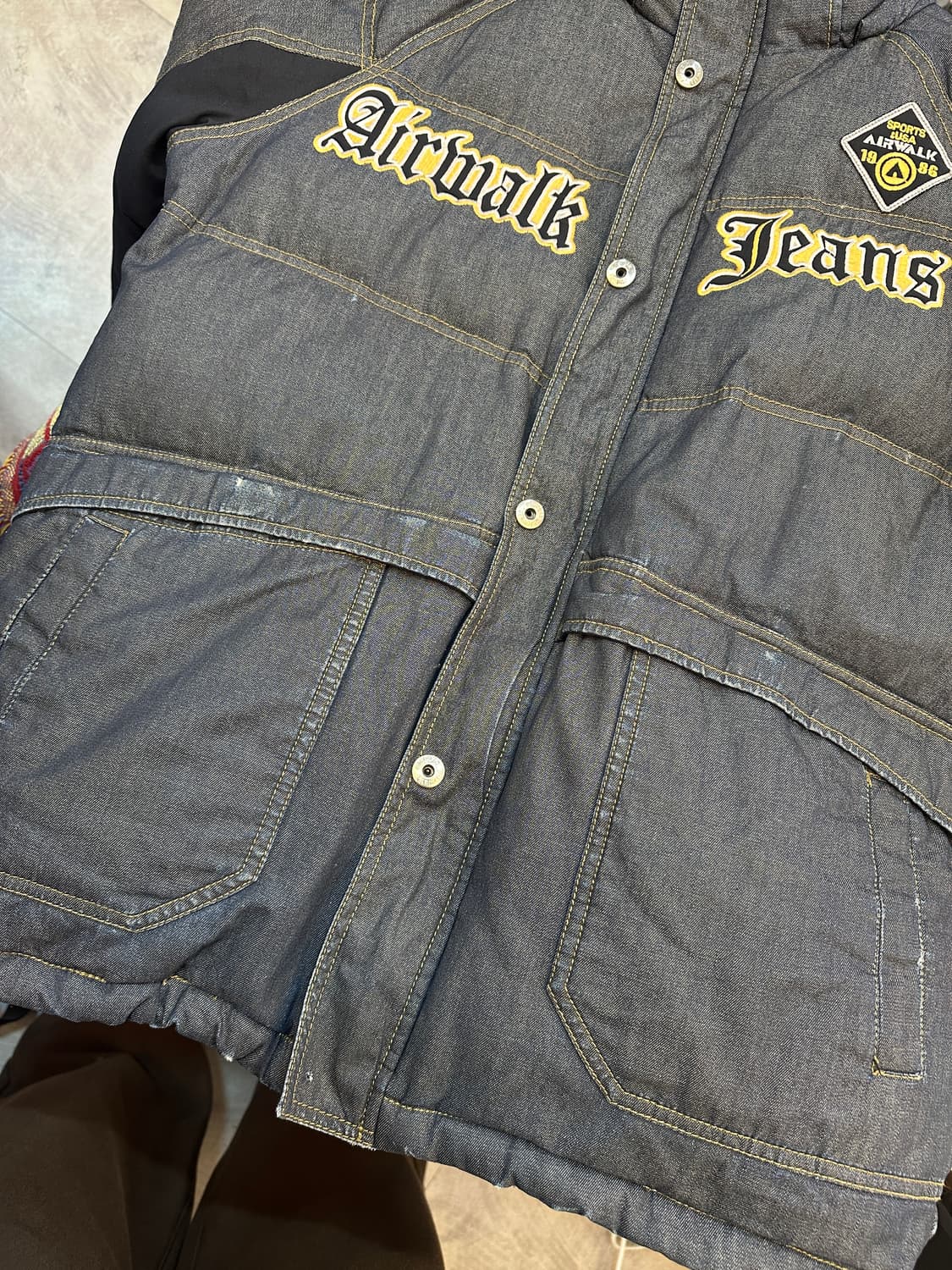 XL)에어워크 진스 데님 오리털 숏 패딩 점퍼 상품이미지4