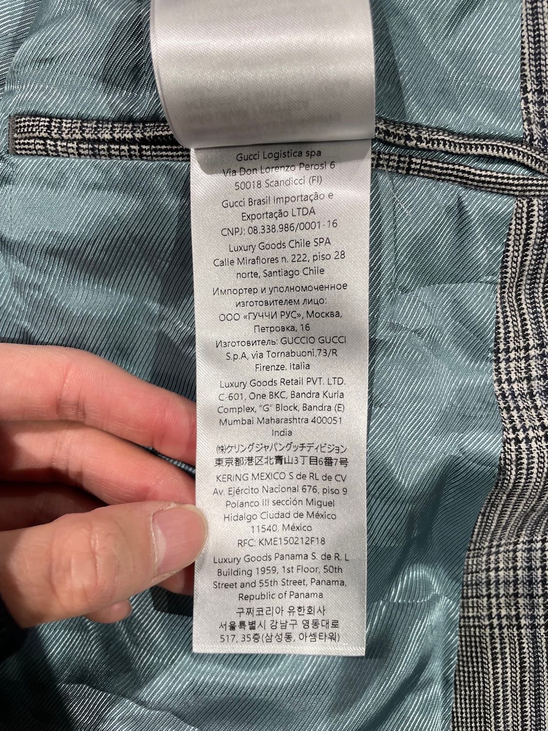 구찌 그레이 티켓 포켓 2B 더블 라나울 체크 블레이저 상품이미지9