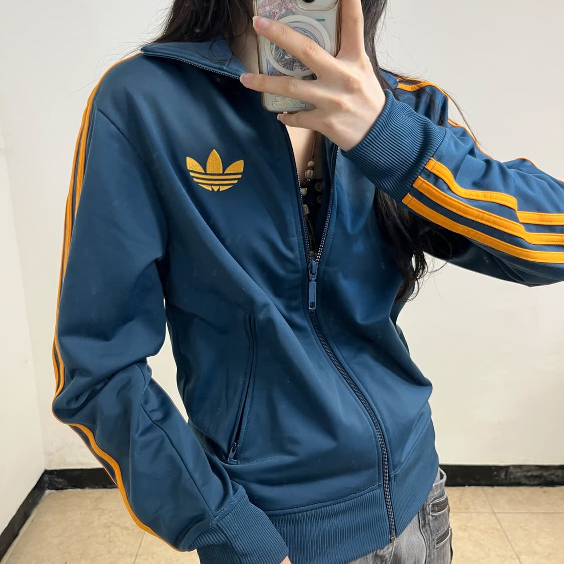 Adidas navy orange Firebird jersey 상품이미지3