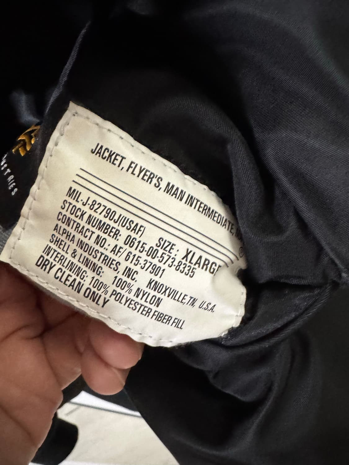 알파인더스트리 ma-1 블랙 XL 상품이미지6