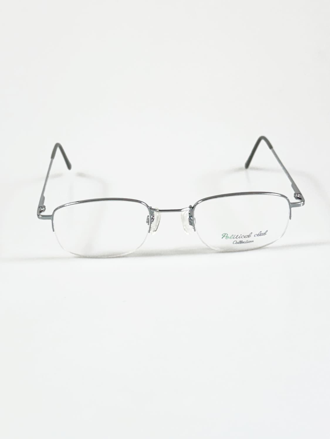Political Club 실버 메탈 반무테 스퀘어 빈티지 안경 상품이미지1
