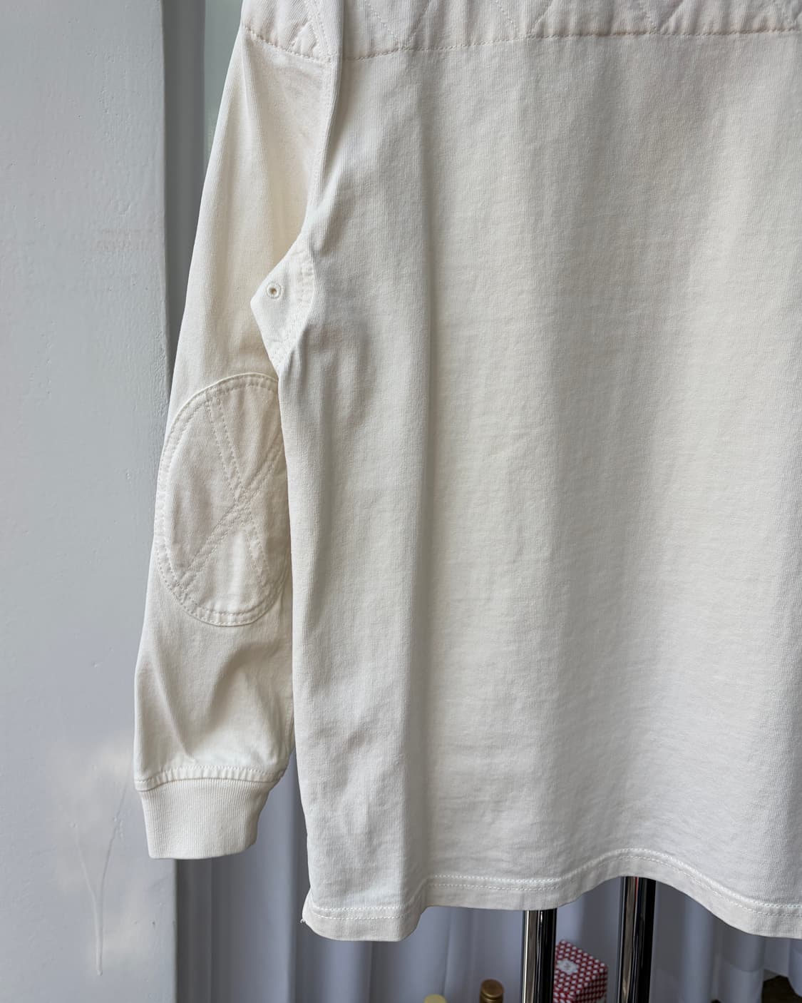 [M]폴로 랄프로렌 숄더 엘보 패치 크림 럭비 티셔츠 상품이미지8