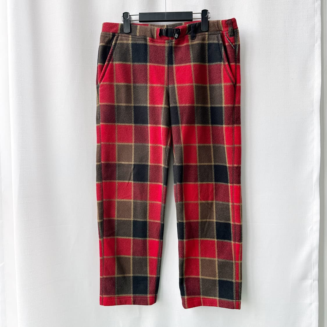 컬럼비아 Columbia 체크 플리스 스트레이트 팬츠 레드 M 상품이미지1