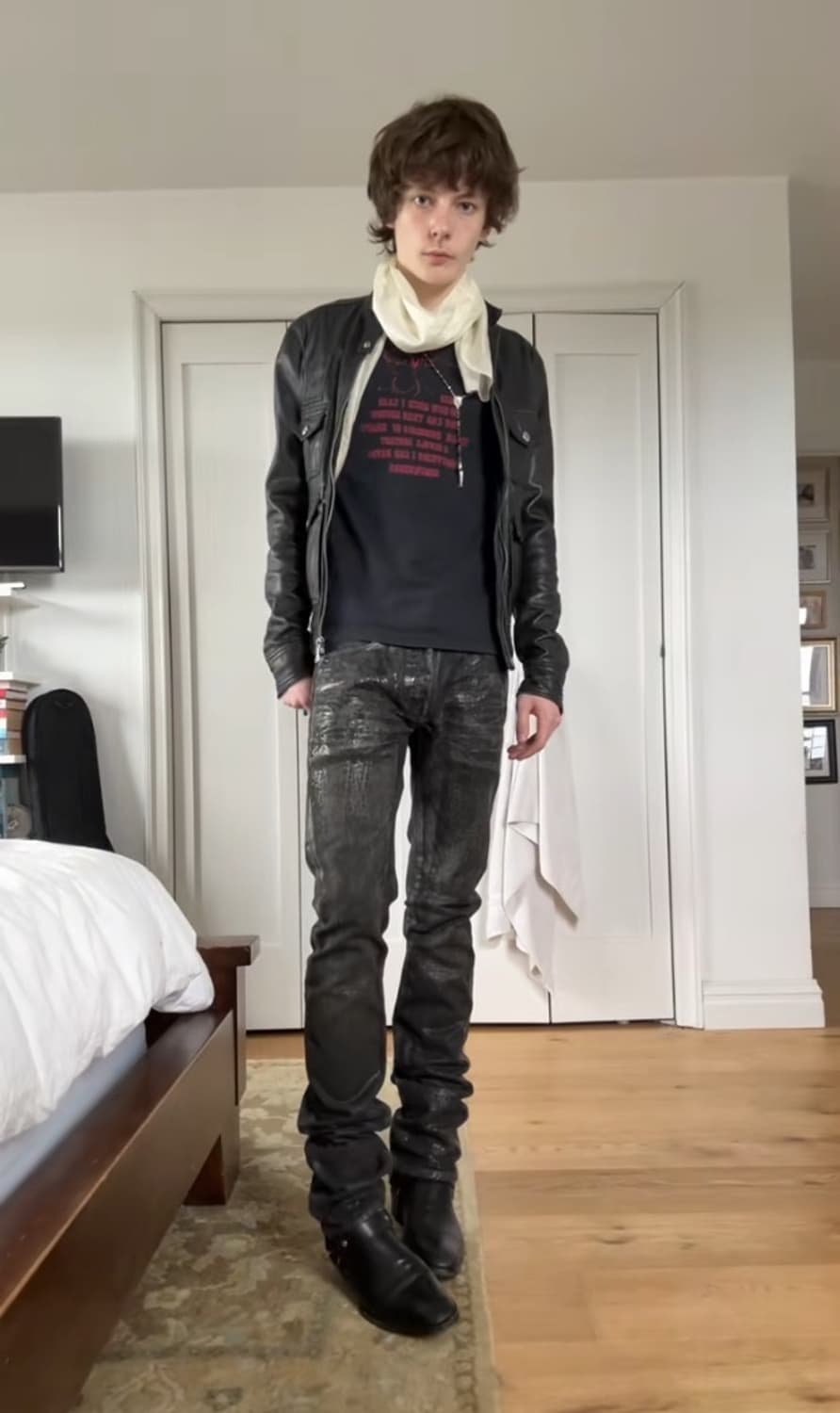 디올옴므 07AW "Luster" 블랙 왁스 코팅진 블왁코 상품이미지9