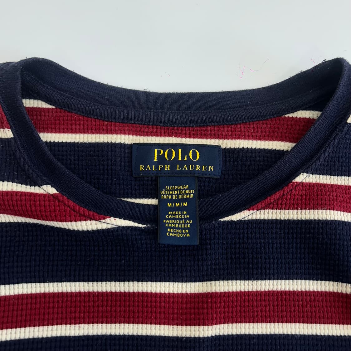 Polo 폴로 화이트포니 네이비 레드 스트라이프 와플 니트  상품이미지5