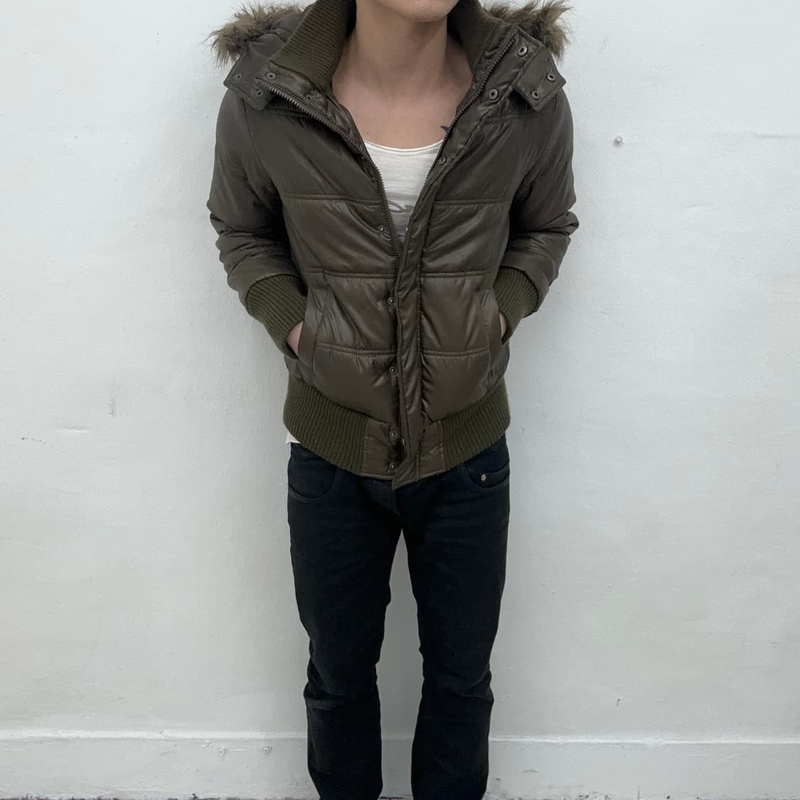 Brown glossy down jacket 상품이미지4