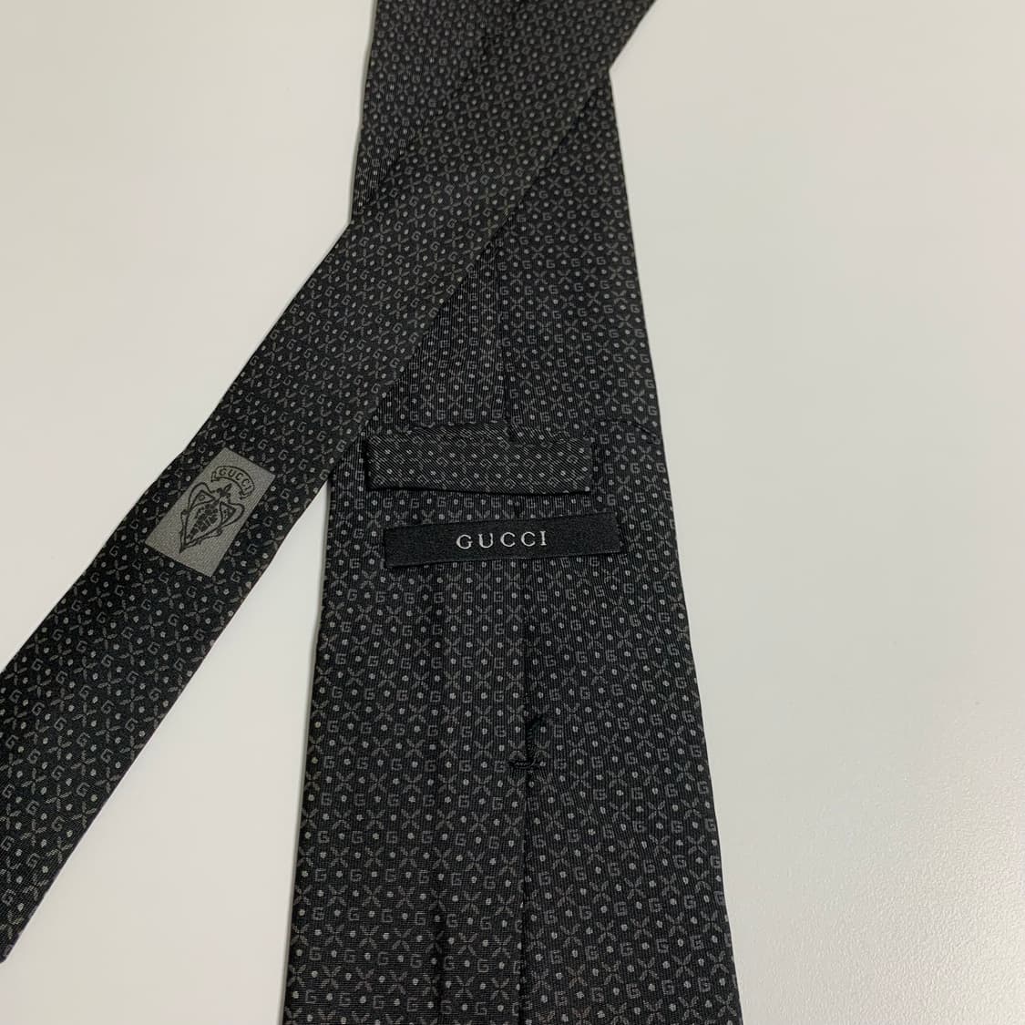 구찌(GUCCI) GG스몰로고 모노그램 블랙 명품넥타이 A등급 9.5cm 상품이미지5