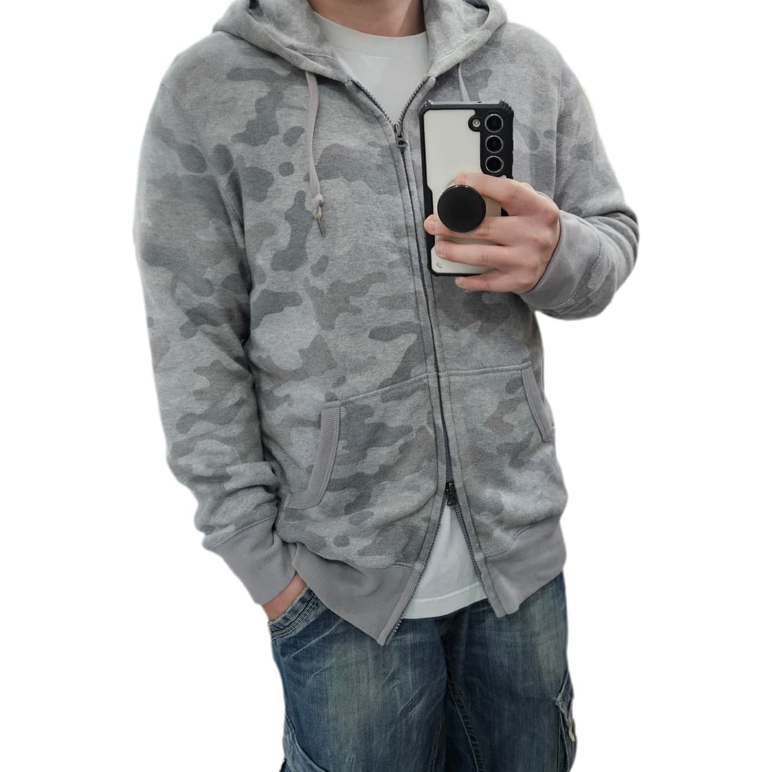 L 100 유니클로 카모 투웨이 후드집업 상품이미지1