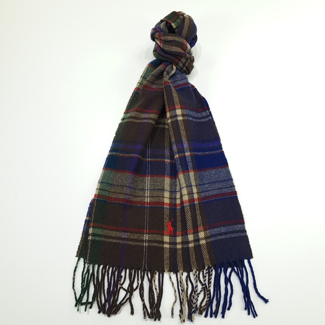 MX321 폴로 랄프로렌 네이비잉크 타탄체크 램스울 목도리 머플러 상품이미지1