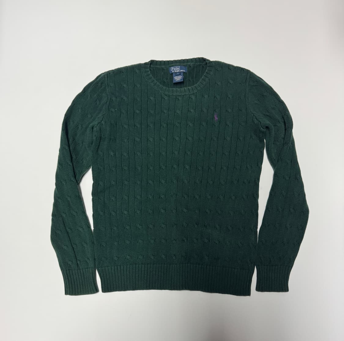 여성 폴로 랄프로렌 케이블 니트 S 그린 상품이미지1