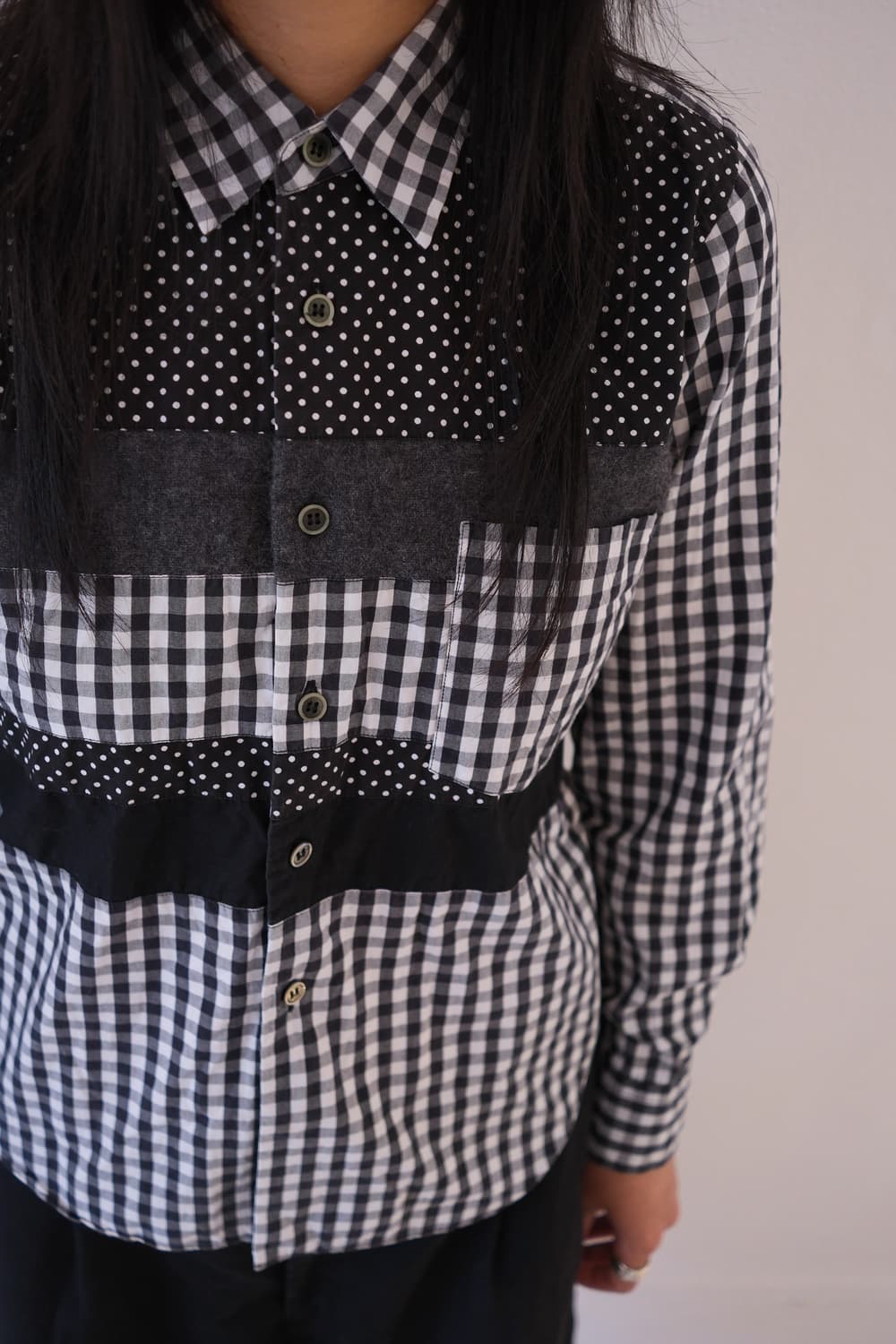 Patchwork gingham check shirt 상품이미지3