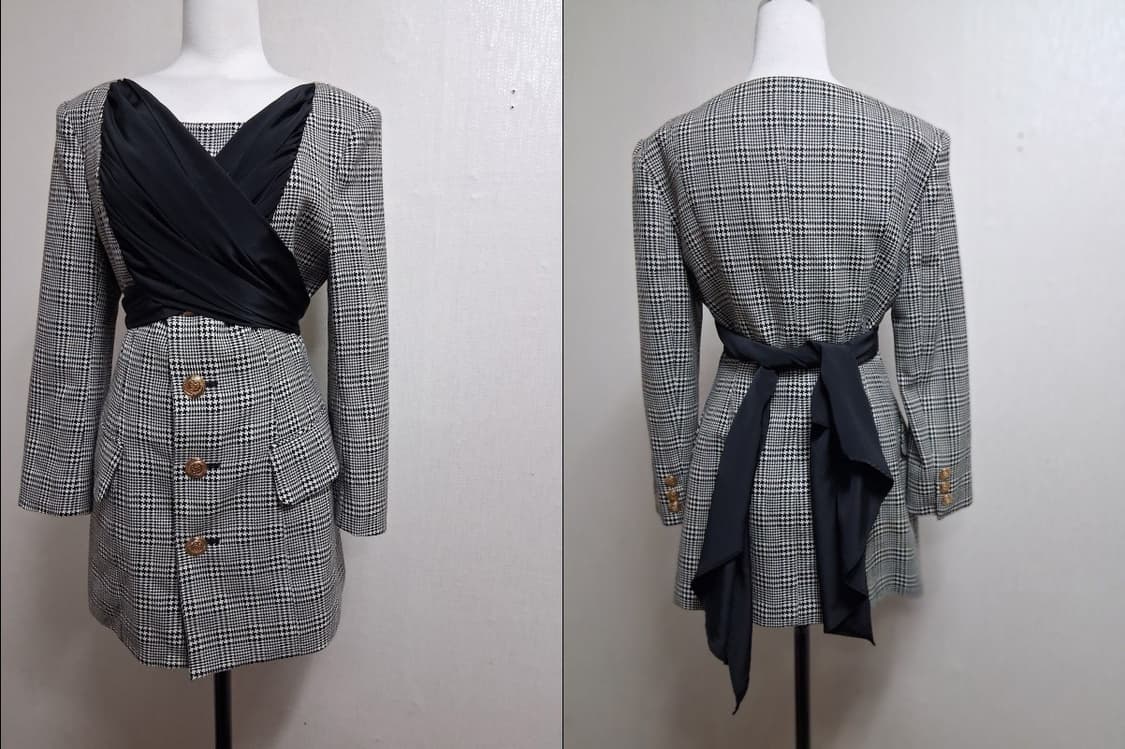 Pinky&Dianne 일본 핑키앤다이앤  검정체크 금장버턴 순모 쟈켓코 상품이미지2