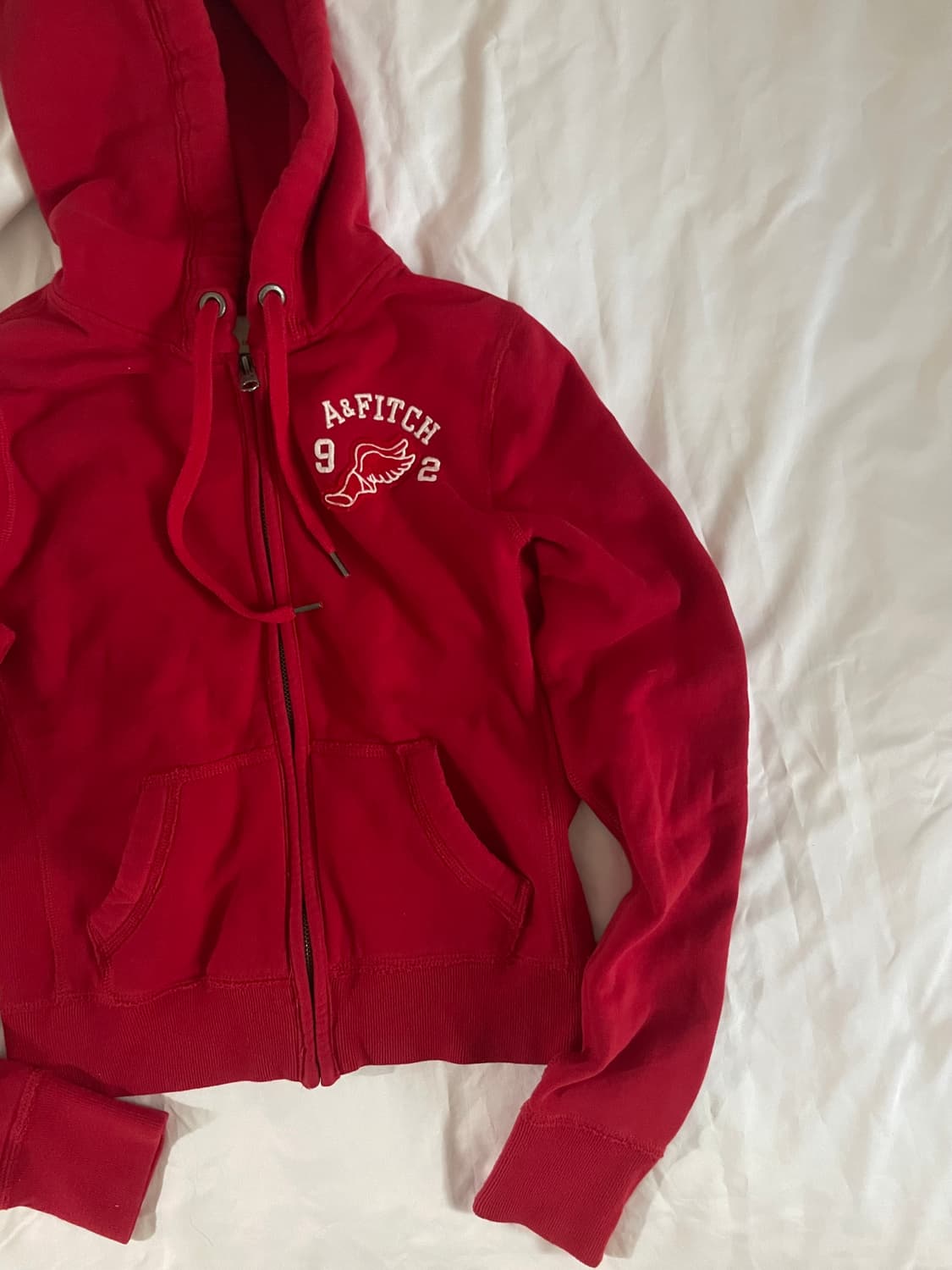 빈티지 아베크롬비 레드 크롭 후드집업 딱붙 상품이미지5