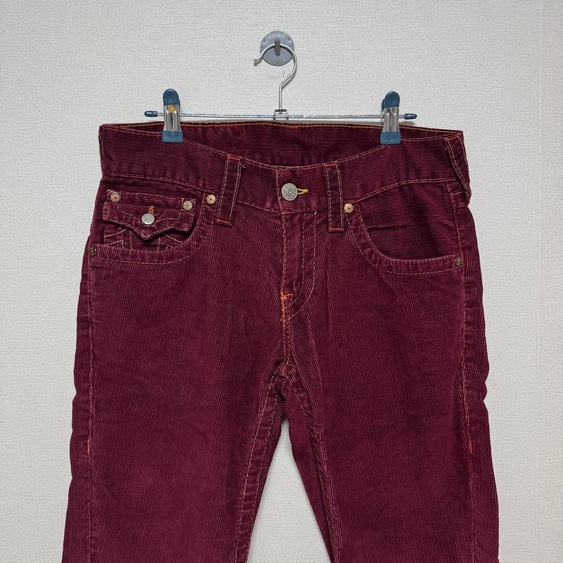 트루릴리젼 코듀로이 로우라이즈 부츠컷팬츠 버건디 상품이미지2