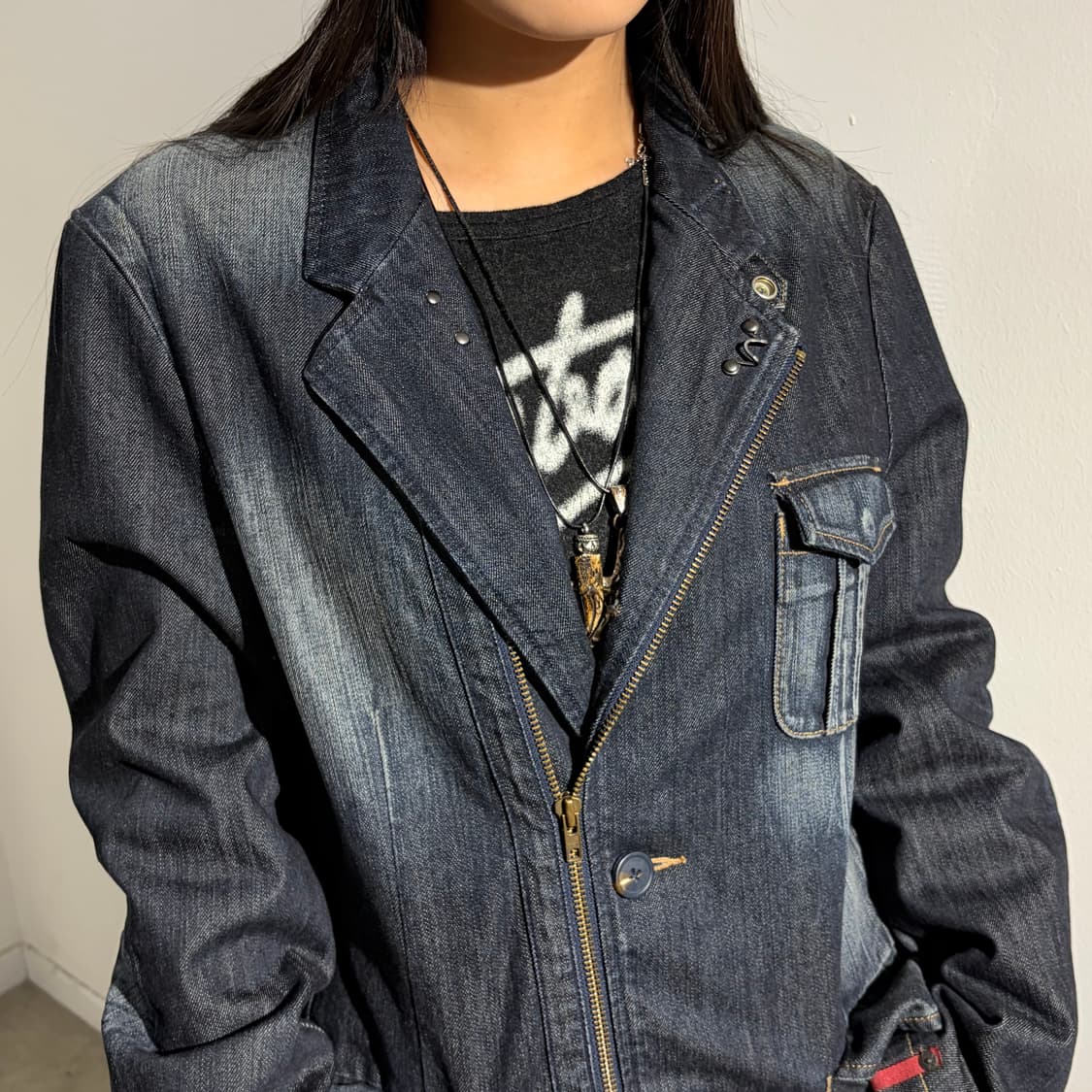 00s 리바이스 트라우스 투웨이 데님 라이더자켓 상품이미지5