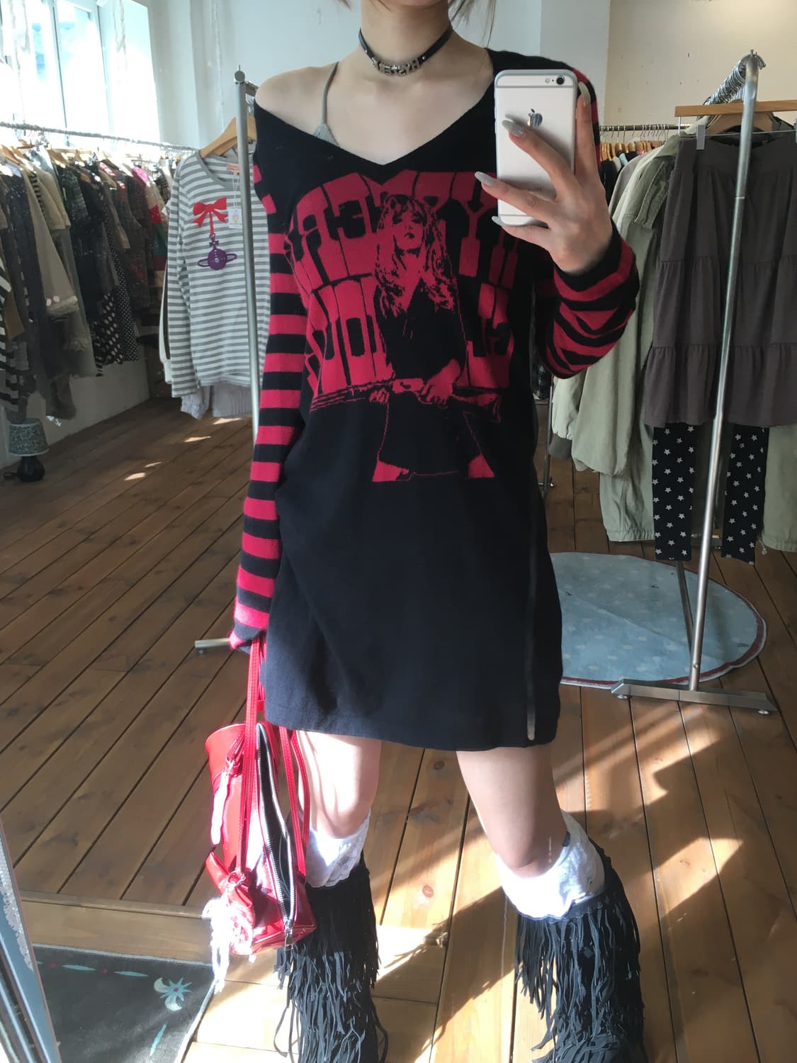 히스테릭글래머 히스걸 레드 스트라이프 니트 상품이미지7