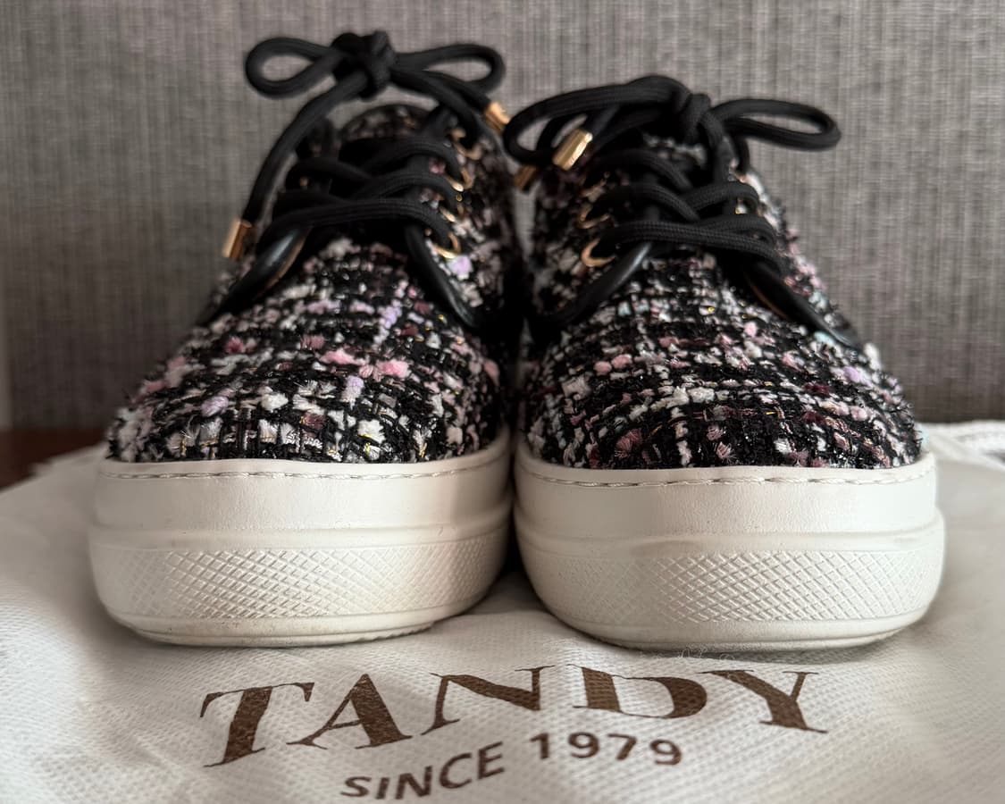 탠디 TANDY 트위드 소가죽 여성화 캐주얼 세미정장 스니커즈 운동화 상품이미지2