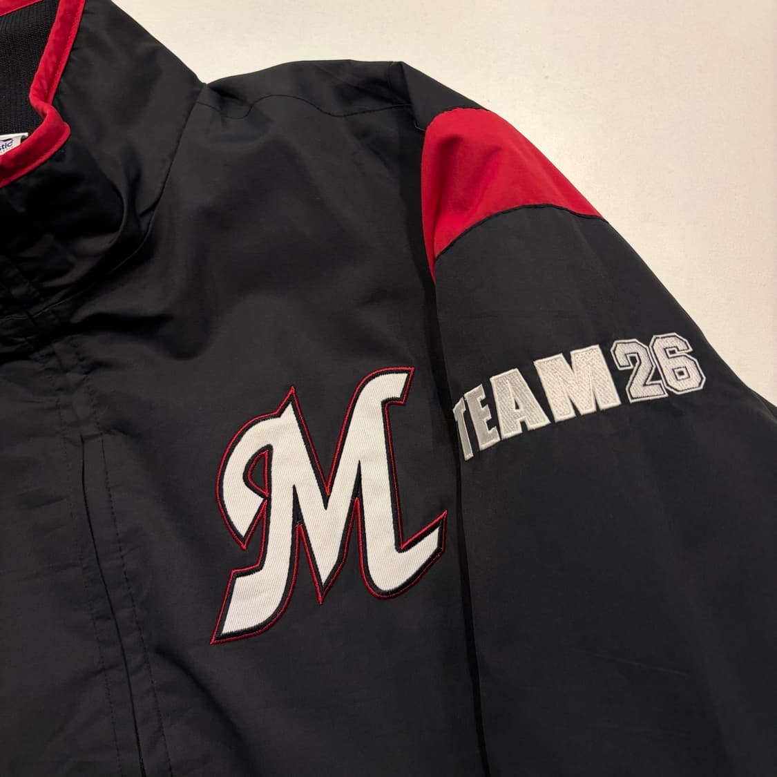 [L] 마제스틱 마린스 로고 블랙 야구 바시티 점퍼 자켓 D390 상품이미지5