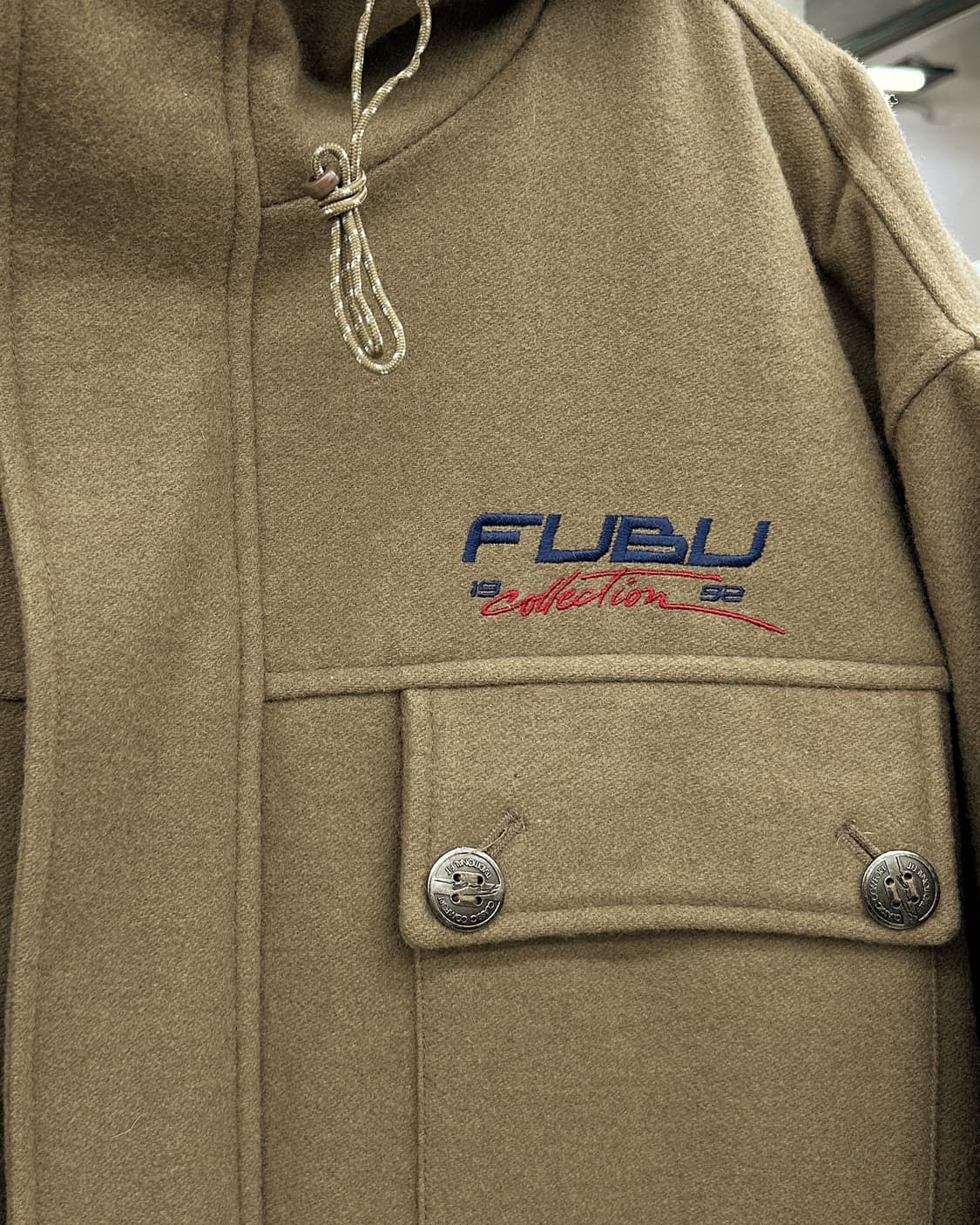 Fubu 00s 엠브로이더리 울 후드 자켓 베이지 상품이미지5