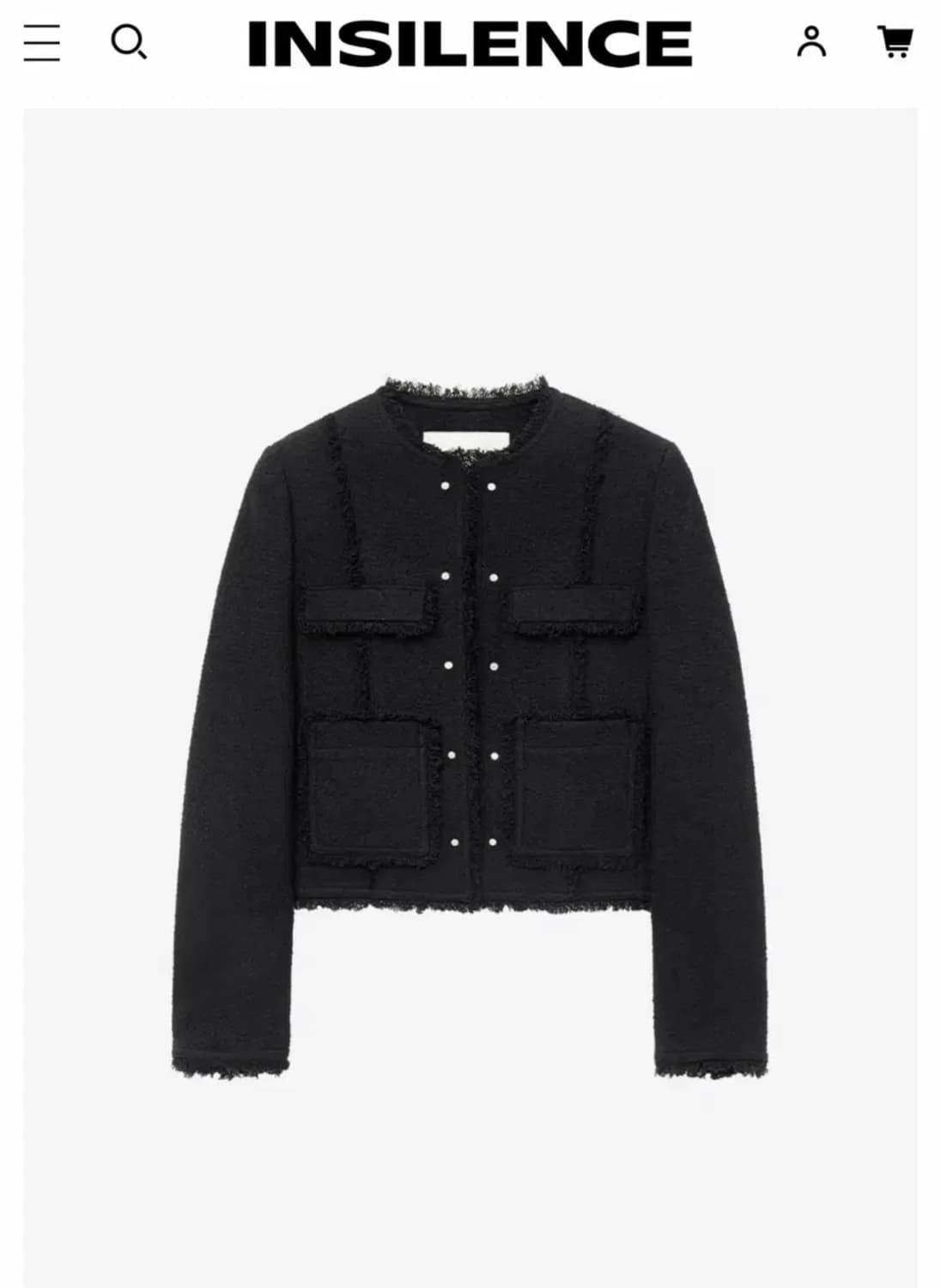 인사일런스 - 스터드 트위드 자켓 블랙 상품이미지3