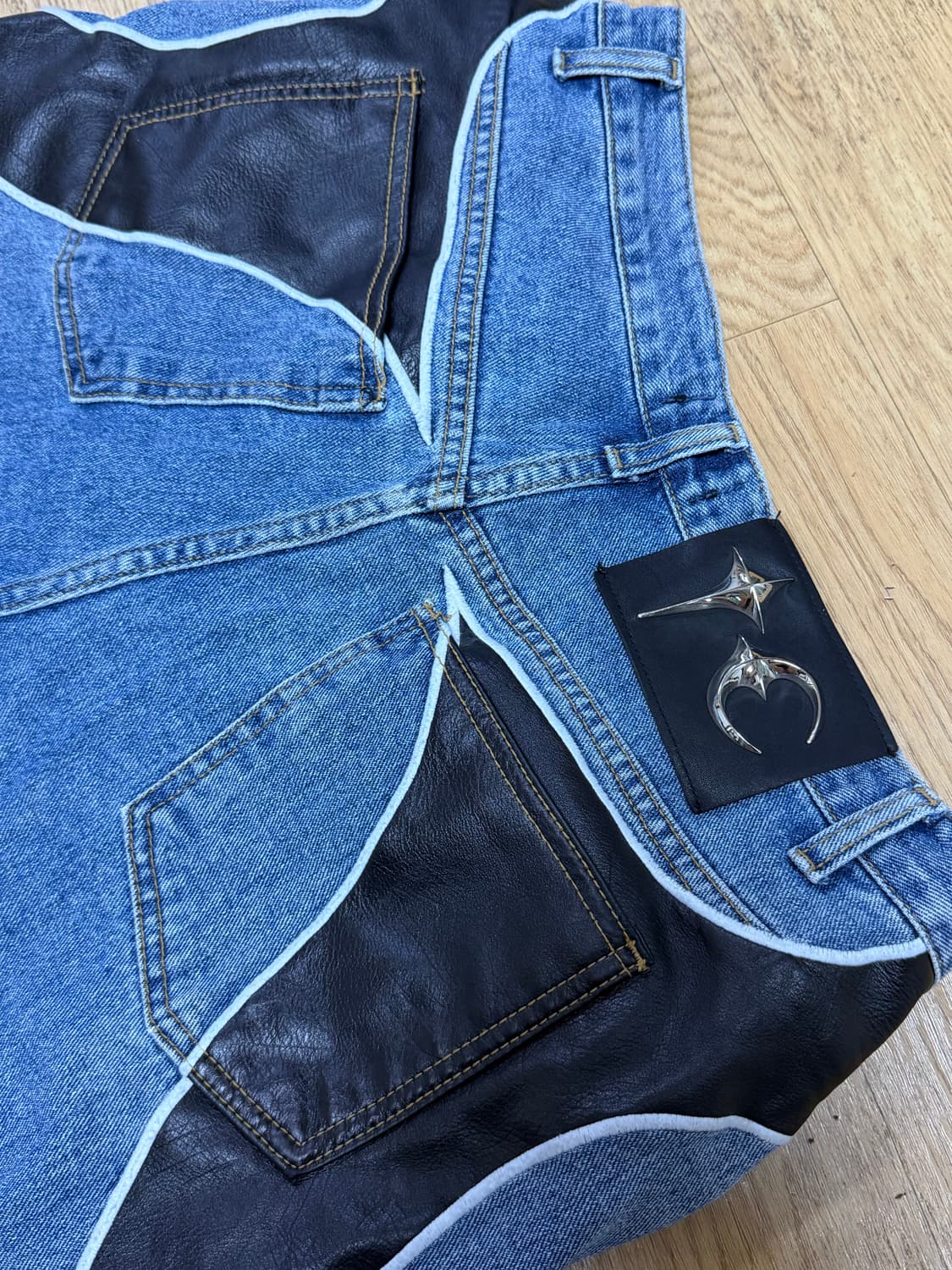 떠그 클럽 TC 레더 데님 팬츠 블루 상품이미지4