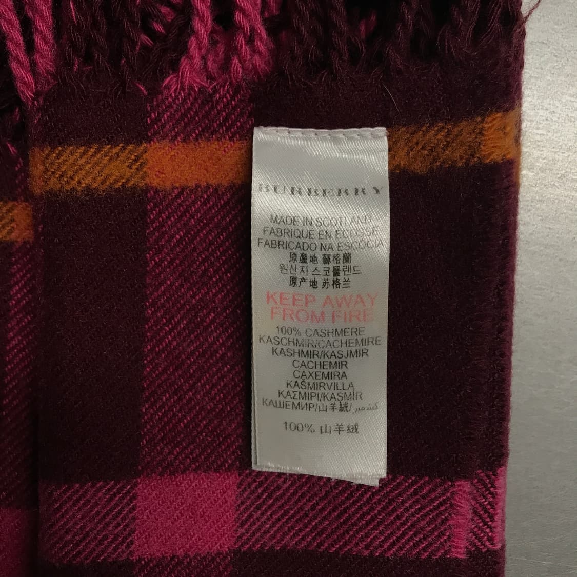 버버리 정품 캐시미어 머플러 버건디 상품이미지5