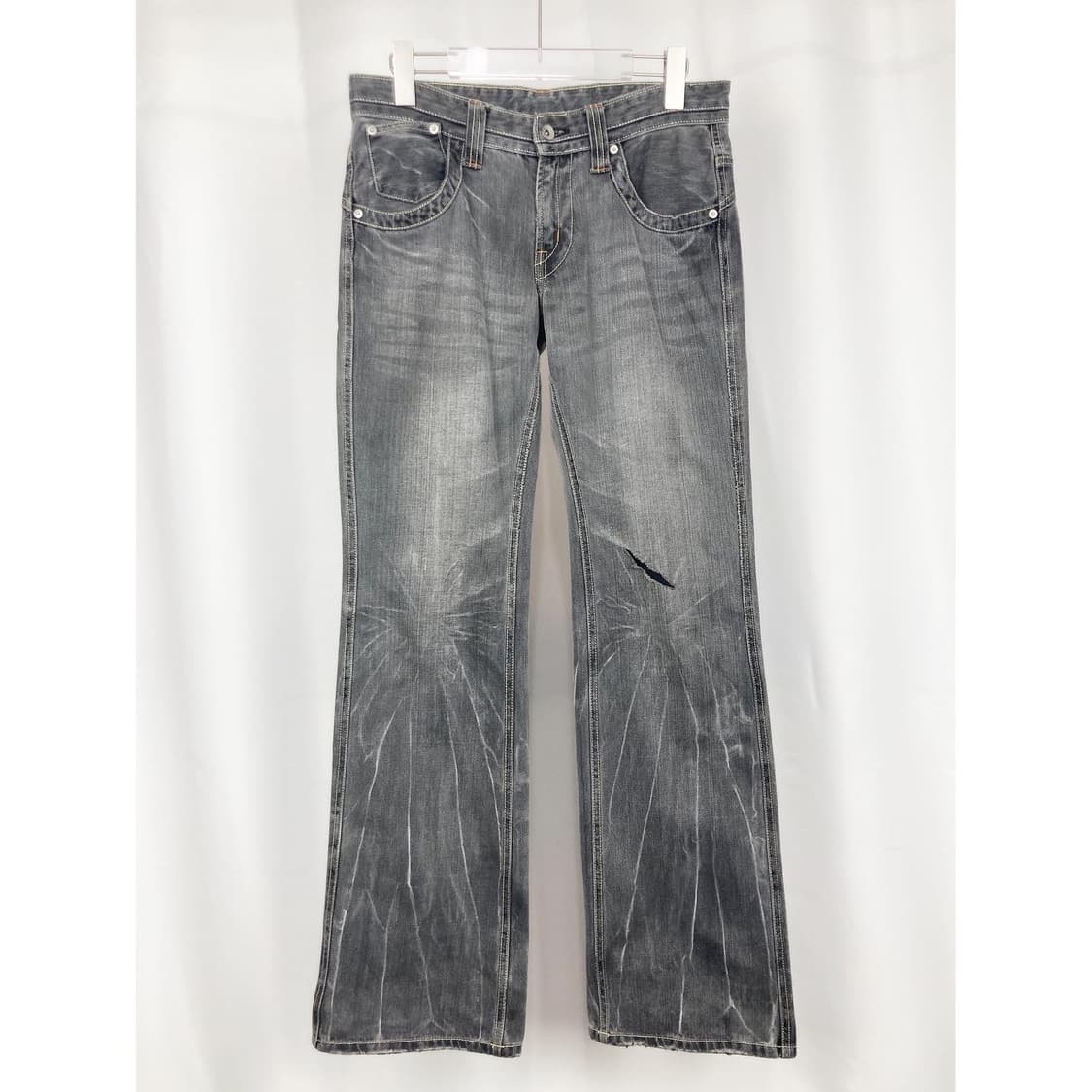 빈티지 세미 부츠컷 데미지 워싱 팬츠 상품이미지1