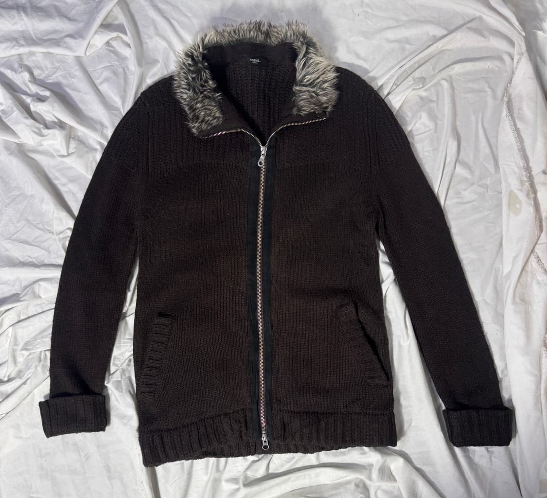 Nicole 퍼 칼라 니트집업 y2k vkei  상품이미지4