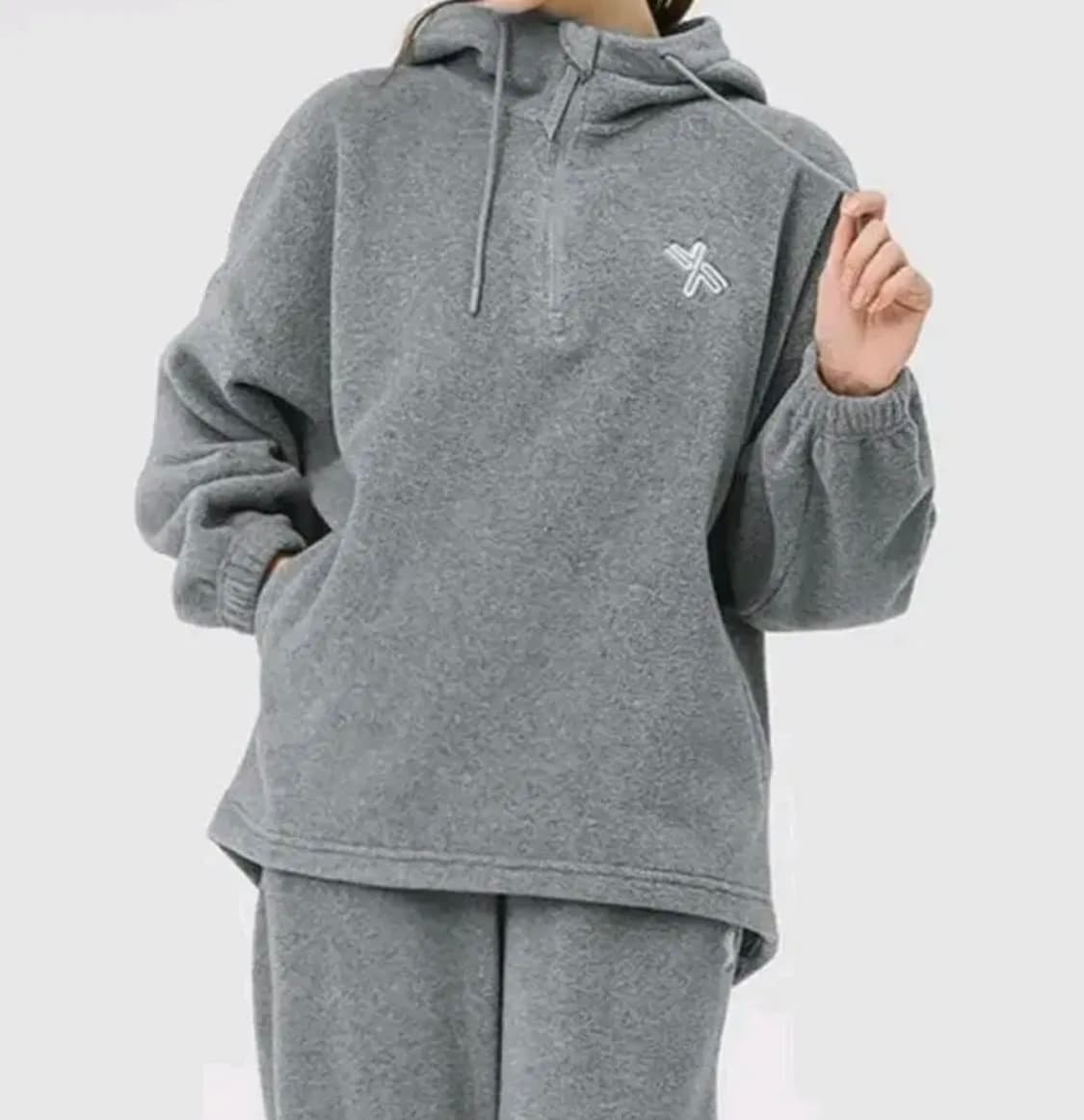 [Free]젝시믹스 오버핏 플리스 반집업 후드/그레이 상품이미지2