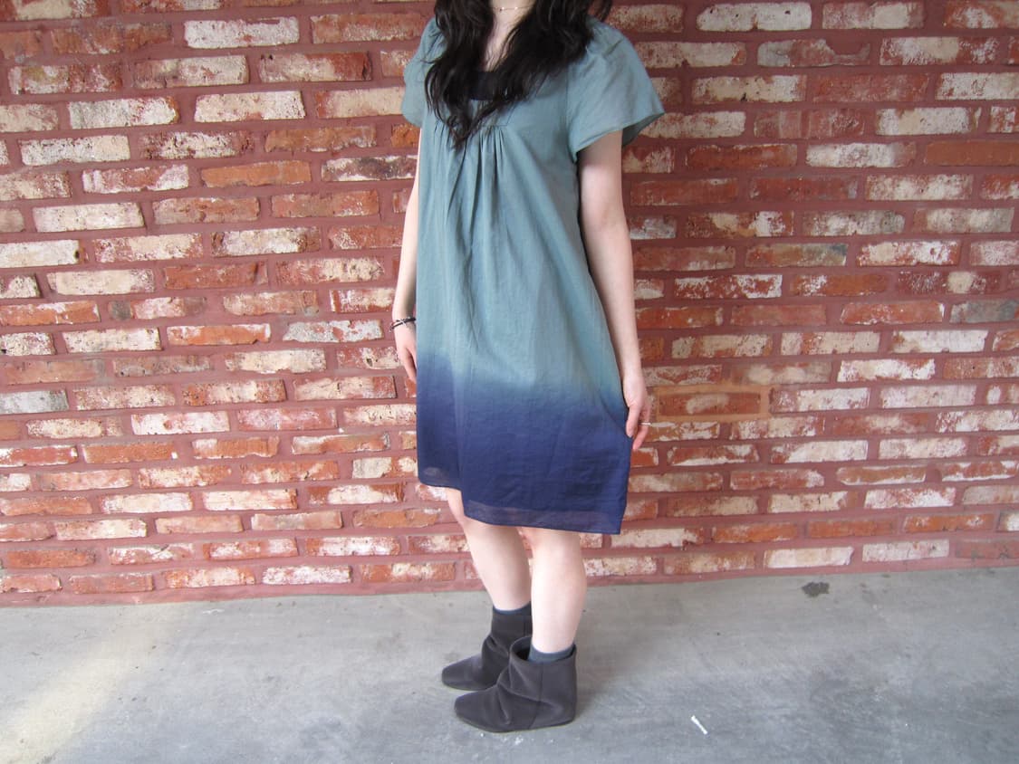 아바하우스 반팔 미디 원피스 스퀘어넥 셔링 그라데이션 타이 디테일 민트 상품이미지2