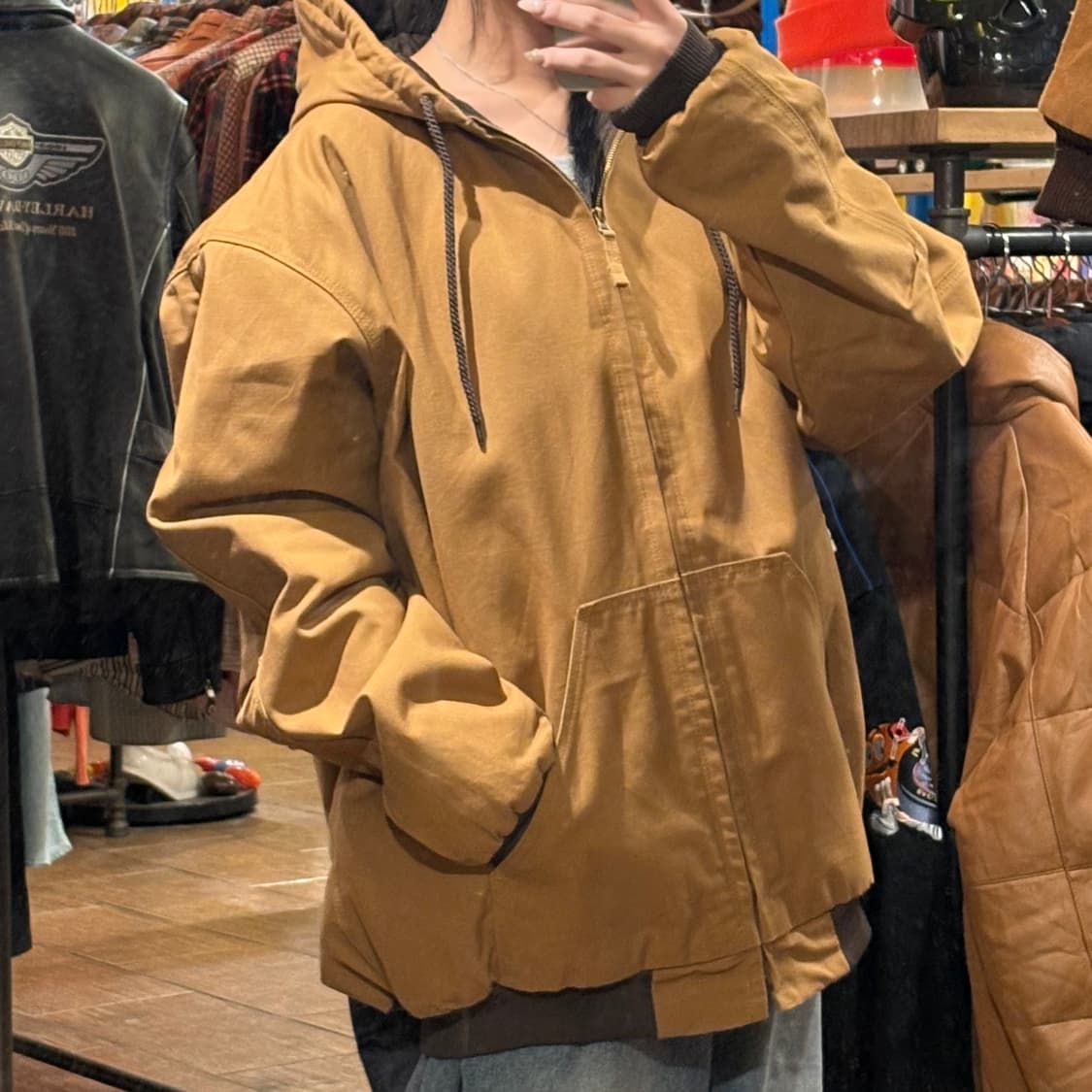 [HI] VTG 후드 워크자켓 카멜 상품이미지4