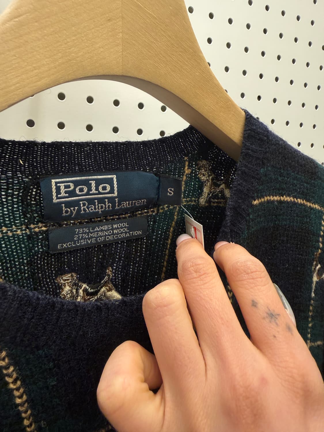 폴로 랄프로렌 도그 자수 체크 울 니트 U802 상품이미지5